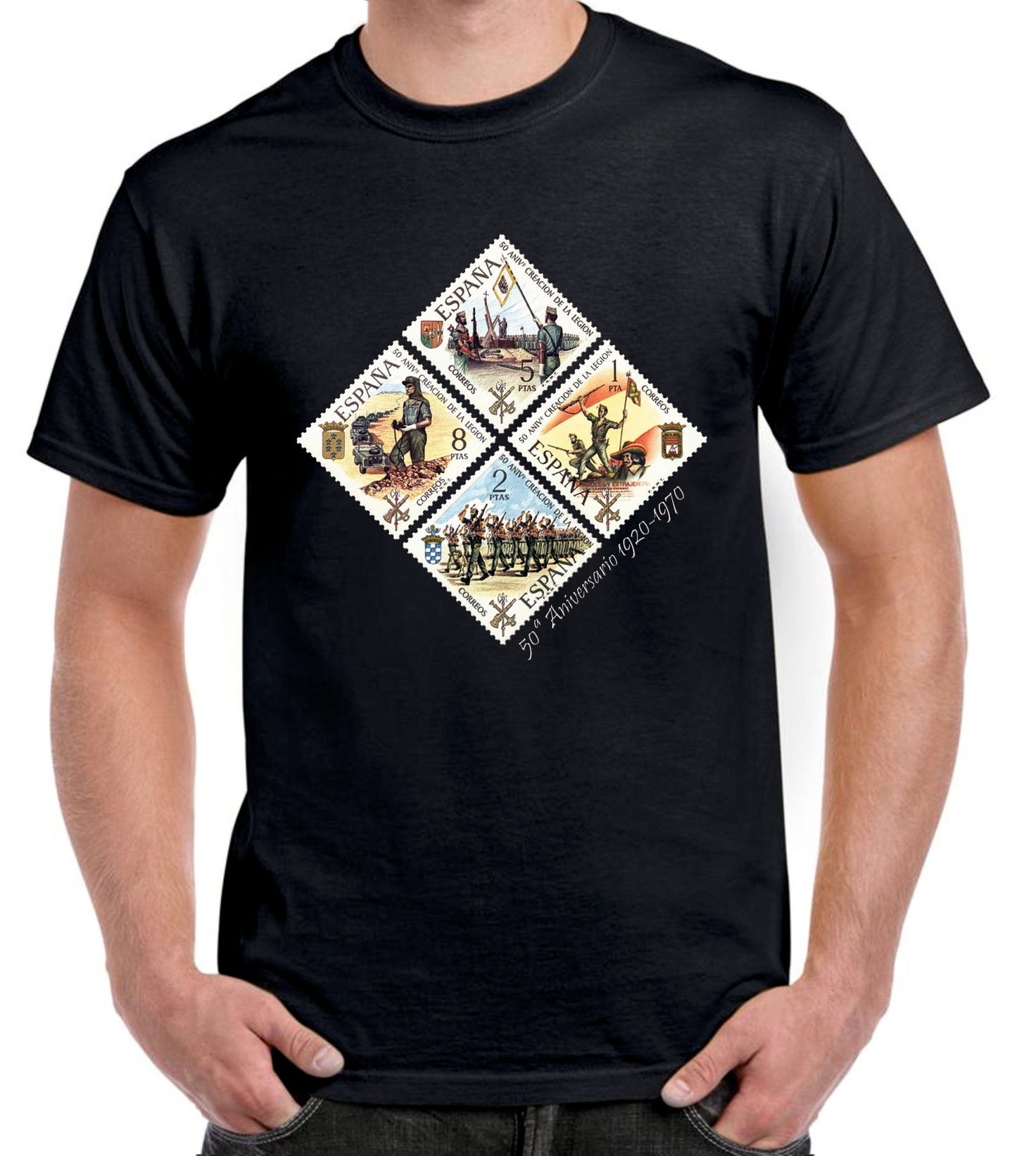 Camiseta Legión Española colección sellos 50º Aniversario.