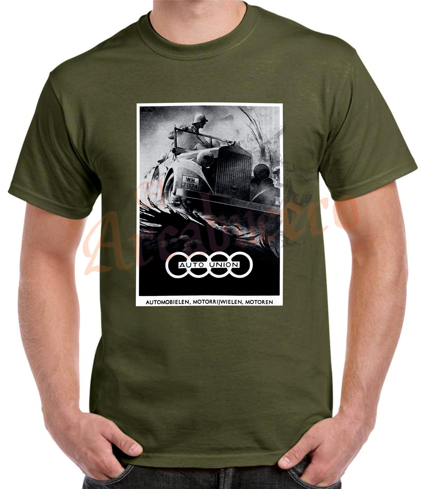 Camiseta ALEMANIA AUTO UNION cartel propaganda años 30.