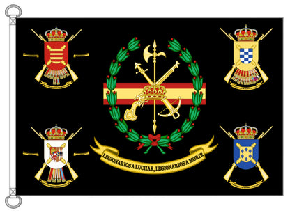 Bandera Legión Española escudos 4 Tercios.