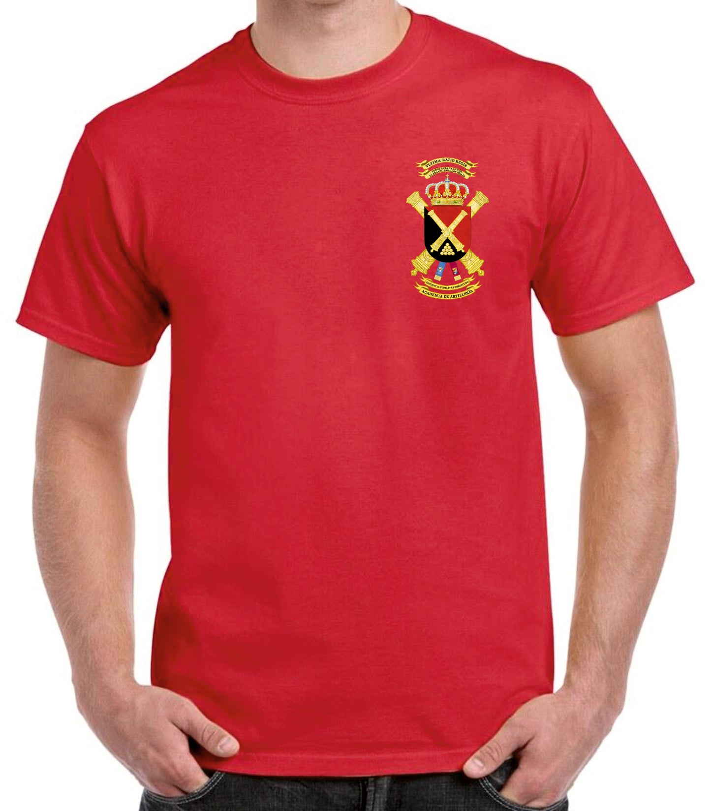 Camiseta Academia de Artillería escudo oficial.