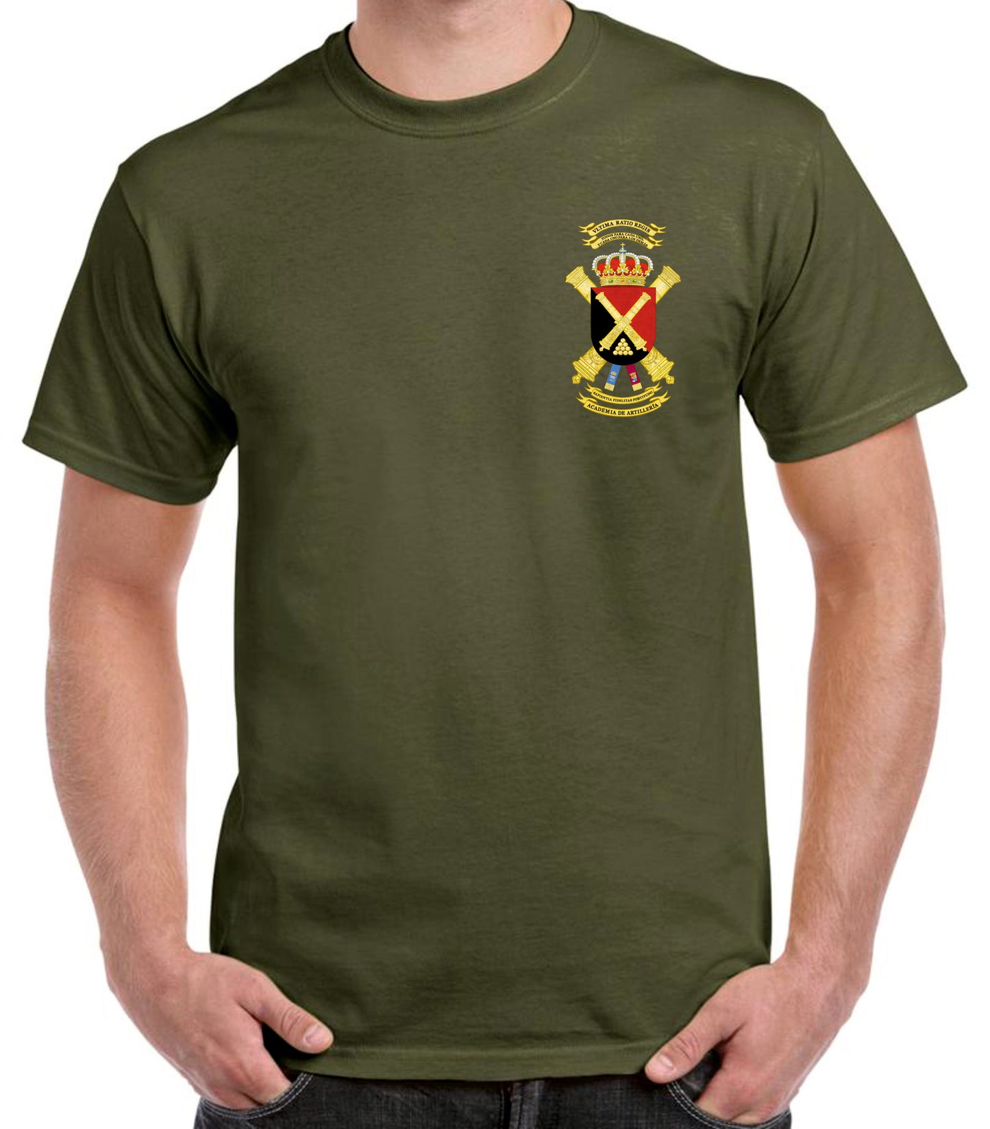 Camiseta Academia de Artillería escudo oficial.